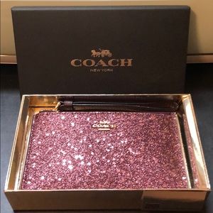 Coach heart glitter wristlet